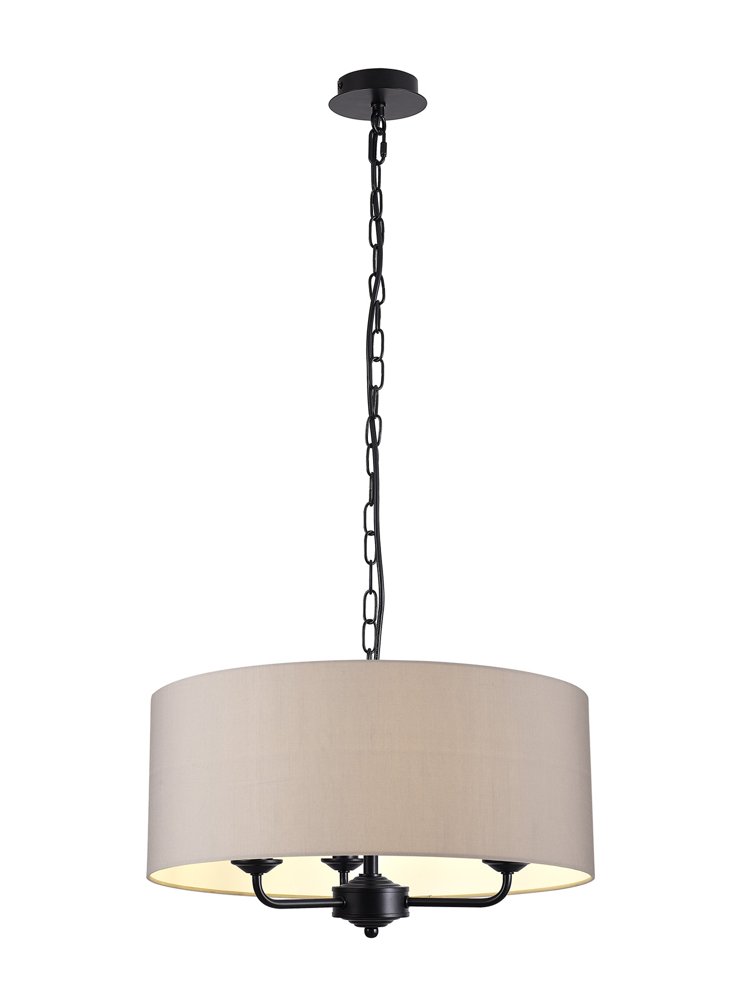 DK1036  Banyan 50cm 3 Light Pendant Matt Black, Grey